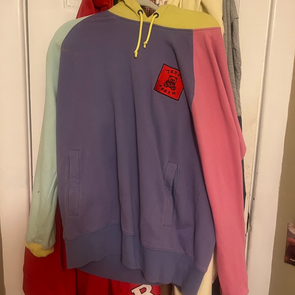 (Original design) Teddy Fresh Color Block Hoodie